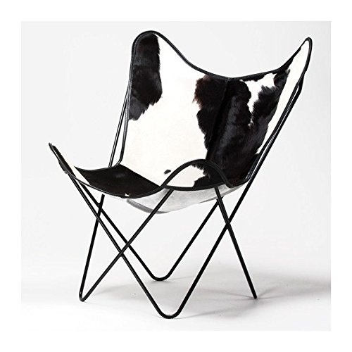 jgart Blanco Negro Piel Brazo Silla BKF AA BKF Silla Star Mariposa Piel Silla de Mariposas decoración del hogar