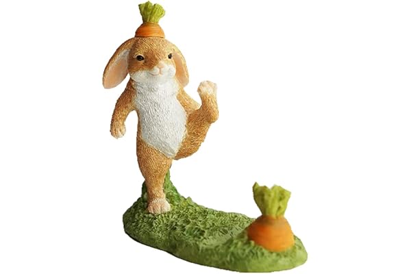 Gemmia Figurines Miniatures de Lapin de Jardin féerique- Support MP Lapin