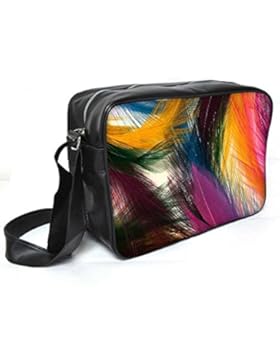 Snoogg Plumas Coloridas Leder Unisex Messenger Bag für College Schule täglichen Gebrauch Tasche Material PU
