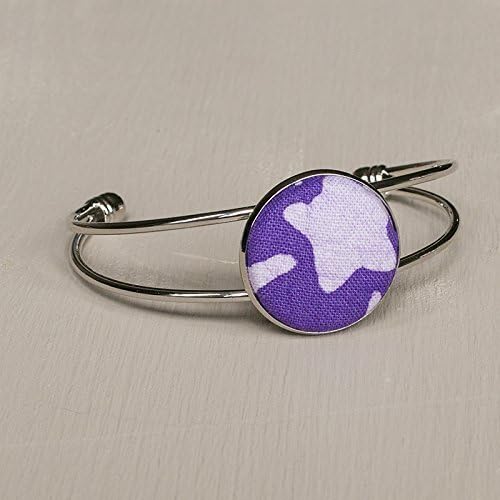 Purple African Batik Silver Bracelet Gift for Her