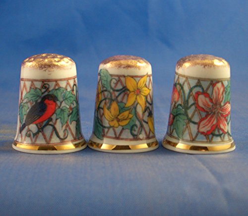 Porcelana China colección de dedales de tres tapas de oro de enrejado