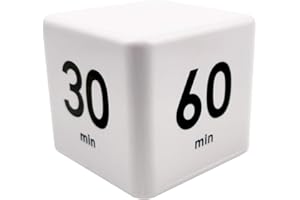 Feilifan Timer, timer cubo, timer cucina, timer per bambini per ADHD, produttività, allenamento, timer vibrazione in classe per studio conto alla rovescia, impostazioni 15, 20, 30, 60 minuti, bianco