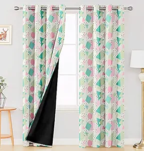 Ultimate Trends Premium Polyester Digital Printed Fancy Kids Room 90% Room Darkening Curtains for Door, 9 feet, Pack of 2 Piece ,Light Green, (UTCR-1465_BC_B)