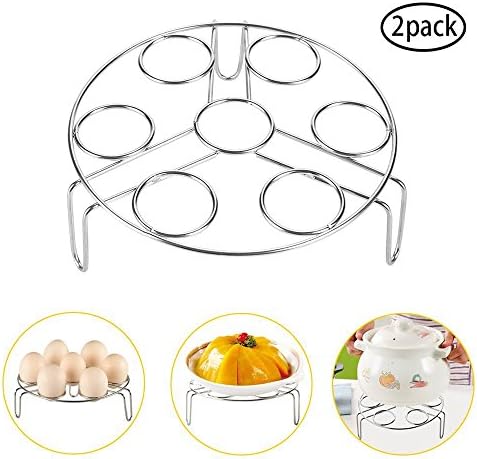 Pingxia 2pcs Egg Steamer Rack 304 Stainless Steel Steaming Rack Stand for Pressure Cooker Kitchen Cooking Ware Food Steam Rack Stand Set（8cm,5.5cm)