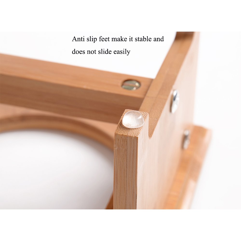 FOREYY-Gamelles-surleves-pour-Chiens-et-Chats-Supports-surlevs-en-Bambou-avec-2-gamelles-deau-et-de-Nourriture-en-Acier-Inoxydable-avec-Pieds-antidrapants