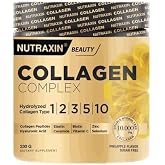 Nutraxin Collagen Complex Powder | 5 Types of Collagen (Type I, II, III, V, X) | Hyaluronic Acid, Elastin, Vitamin C, Biotin | Sheke
