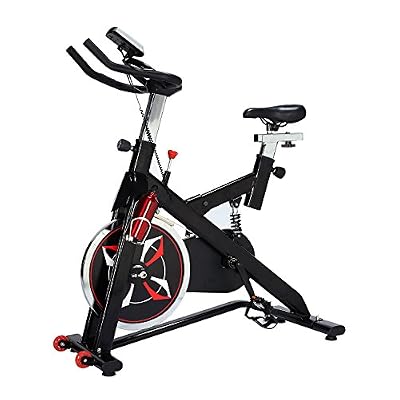 Homcom Vélo d'appartement cardio vélo biking écran multifonction selle et guidon réglables fonction cardio noir et rouge neuf 10
