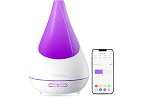 VOCOLinc Difusor de Aceites Esenciales WiFi, Compatible con HomeKit Alexa y Google Home, Control De Voz/App, Humidificador Ultrasónico con Luz LED Multicolores, Temporizador (FLB) (FLB)