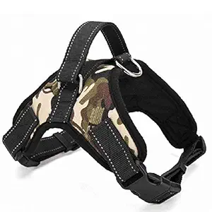 Pets Empire Adjustable Army Printed Nylon Padded Vest Harness with Reflective Stitching and Velcro Patches (XXL)