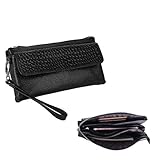 [Muttertag Geschenke für Frauen] Damen großes Fassungsvermögen Leder Geldbörse Smartphone/Clutch mit Schultergurt