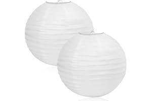BIEMIAN 2 STK 30cm Lampenschirm Papier Lampenschirm Rund Weiß Papier Laternen,Classic Papierlampion, (2)