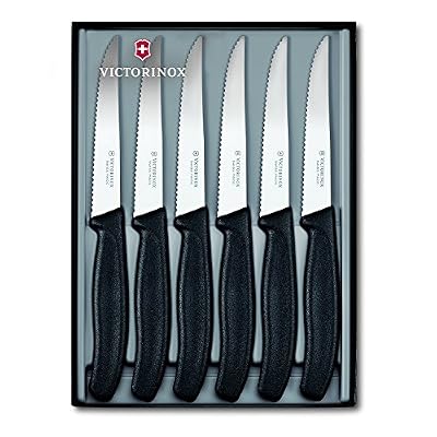 Victorinox 6.7233.6G Coffret de 6 Couteaux Steak Swiss Classic Manche Noir Acier 18/10