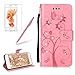 Produktbild Für iPhone 8 Plus/ 7 Plus Klapphülle, Girlyard Bling Diamant Schmetterling Blumen Muster Rosa PU Leder Hülle Slim Fit Soft Silikon Innere Bumper Wallet Case mit Lanyard Strap Standfunktion Kartenfach Magnet Schutzhülle für iPhone 7 Plus/ iPhone 8 Plus (5,5 Zoll)