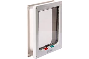 ‎BUSDUGA BUSDUGA Katzenklappe 4 Wege, Magnet-Verschluss, ideal auch für große Katzen, 23,5x25 mit Bürstendichtung (weiss)