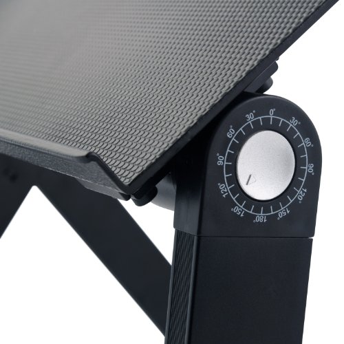 eSmart Germany Notebooktisch „NOKI“ mit Lüfter Schwarz Maße Arbeitsfläche / Mausablage 420mmx265mm / 150mmx160mm Höhe 45mm-480 mm Breite inklusive Füße 487mm - 9