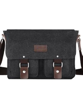 Katia Beni Cotton Canvas Umhängetasche Umhängetasche Aktentasche , V2101(L ,schwarz)