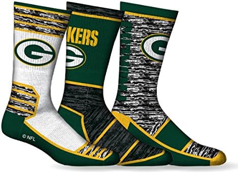 Green Bay Packers NFL Men's 3-Pack Crew Sport Socks - Size One-Size