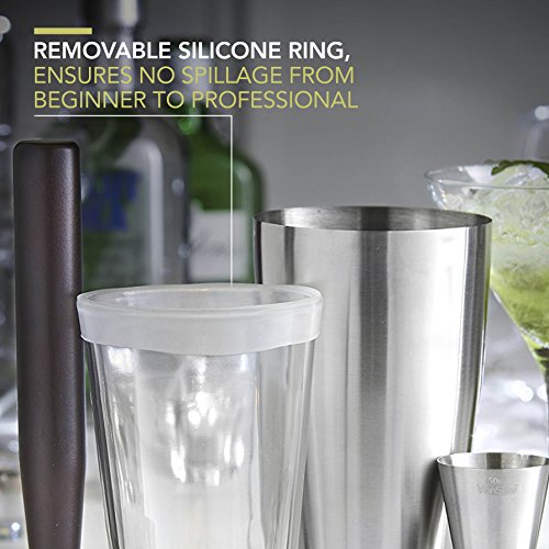 VonShef Premium Boston Cocktail Set mit Rezeptbuch, Edelstahl 550ml Shaker & Glas, gedrehter Barlöffel, Hawthorne-Sieb, 25ml/ 50ml Messbecher & Holz-Stößel – Zwei Jahre KOSTENLOSE Gewährleistung - 3