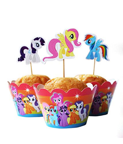 12 x My Little Pony Kids Party Birthday Kuchen Cupcake Wrapper und Topper