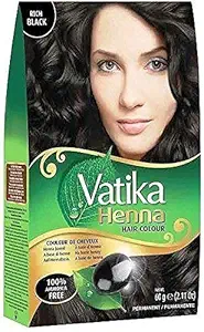 Vatika Dabur Henna Hair Colour (Rich Black, 6X10 g sachets)