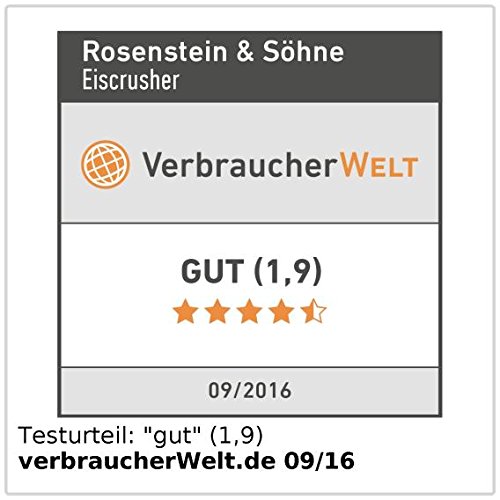 Rosenstein & Söhne Stromloser Eiscrusher mit Edelstahl-Mahlwerk und Handkurbel - 3