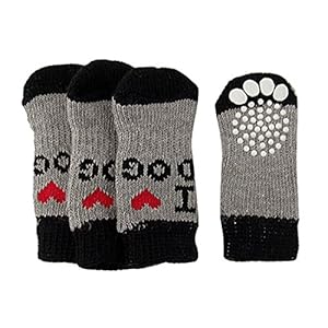 Runfon 4pcs Calcetines de Perro Antideslizantes Calcetines Calientes para Animales de compagnie-9 * 4.8 cm