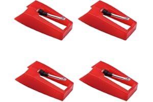 USTNIR 4 Puntine per Giradischi Universali, Stilo di Ricambio in Diamante per Giradischi, Testine Fonografiche per LP, Grammofoni e Giradischi - Pacco di 4 Aghi di Ricambio di Alta Qualità