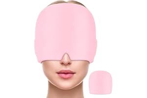 MIVORA Sombrero de migraña, envoltura de hielo, gorro de gel con cojín de hielo, reutilizable, sinusitis, envoltura de cabeza (rosa)