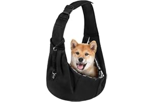AUYAO Mochila para Perros, Bolso de Hombro para Perros Pequeños y Gatos Menores de 7.5 Kg, Bolso para Perros Ajustable con Cinturón Seguridad y Bolsillo, Segura y Suave para Paseos y Salidas, Negro