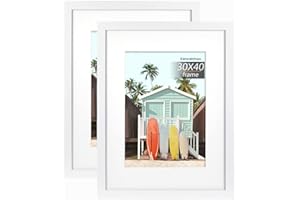 kennethan Bilderrahmen Weiß 30x40cm 2er Set -mit Passepartout 21x30 cm (A4), Fotorahmen mit Acrylglas zum aufhängen