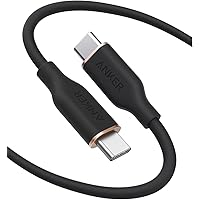 Anker PowerLine III Flow, USB-C till USB-C laddningskabel, 100 W, 180 cm, typ C-kabel, kompatibel med MacBook Pro 2020, iPad 