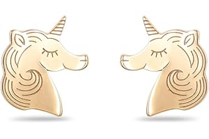 L'ATELIER D'AZUR Boucles d'Oreilles Licornes - Or Jaune - Enfant