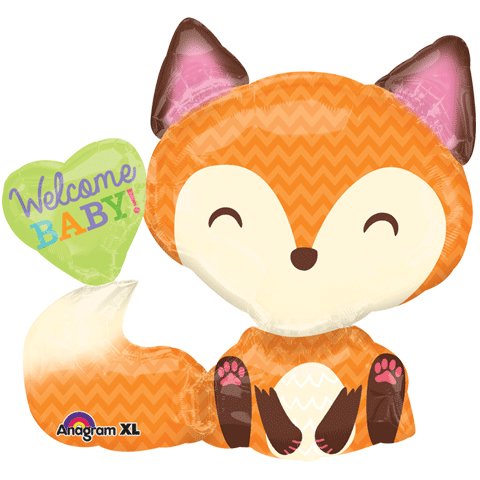 Großer Folienballon Fuchs mit Spruch * WELCOME BABY * als Geschenk zur Geburt // SUPERSHAPE // Folien Ballon Helium Deko Ballongas Kindergeburtstag für Mädchen und Jungen