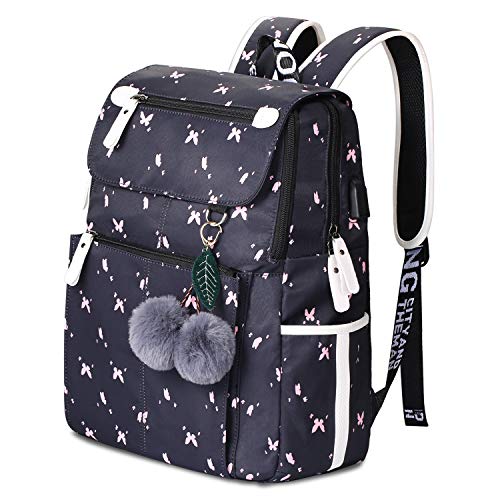 Cartable Fille Sac a Dos Scolaire collège Femme Sac à Dos pour Voyages/Scolaire/Loisirs (Noir-c2)