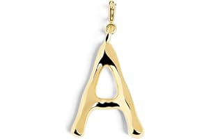 SINGULARU - Charm Letter XL - Colgante Inicial en Latón con Acabado Baño de Oro de 18 Kt - Colgante Letras A - Z - Charm Combinable con Collar - Joyas para Mujer