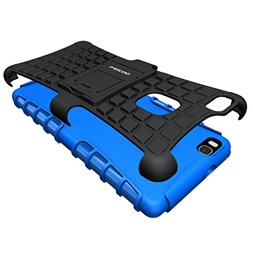 Funda Huawei P9 lite Pegoo El Soporte Incorporado A Prueba de golpes Anti-Ara  azos y Polvo Mezcla Doble Capa Armadura Proteccion Cover Case Caso Funda C  scara Caja para Huawei P9 lite  Azul 