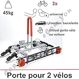 PORTE VELO SUSPENDU SUR ATTELAGE RABATTABLE POUR 2 VELOS | Porte-vélo