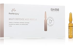 LABORATORIOS BABÉ Babe Labs – Multi Defense Ampułki Age Rescue | HealthyAging+ | Działanie regenerujące, rewitalizujące i odmładzające | Bardziej gładka i nawilżona skóra | Ampułki na zmarszczki | 7 ampułek x 2ml