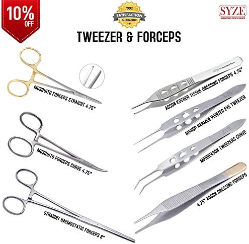 SYZE Tweezers and Forceps Top Quality Dental Instruments Set, Medical Hand Tools CE Certified