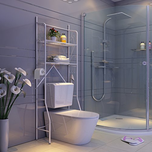 Songmics wc Regal Badezimmer Regal Waschmaschinenregal Maße: 67 x 163 x 28,5 cm (B x H x T) weiß BWR001W - 2