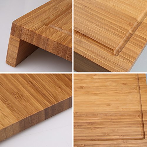 SHINY HOME® Hochwertiges Schneidbrett aus Bambus Küchenbrett Holz Brotbrett Küchenbrett großes Holzbrett Frühstücksbrett L x B x H: ca. 45×40×1.5cm - 8