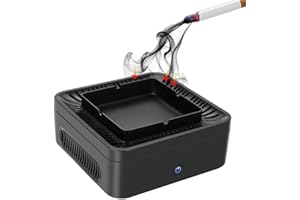 SALMUE Cendrier sans fumée avec purificateur d'air, filtre à charbon actif filtrant PM2,5 Filtre à 99,97% poussière, pollen, fumée et odeurs, rechargeable par USB, à faible bruit