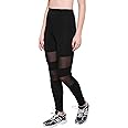 Areo Yoga Pants, Fashionable NET Design, Women's Power Flex Yoga Pants Tummy Control Workout Yoga Capris Pants Leggings Straight Cut mesh Black, Free Size, Best Suited for Waist 32-24 inch