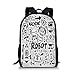 Produktbild gthytjhv Robot,Futuristic Space Doodle Style Androids Sci Fi Pattern Fantasy Machine Art Print,Grey Light Grey Boy Girl School Backpack Mens Womens Sports Bag