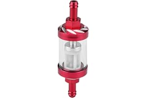 QIILU Motorcycle Inline Fuel Filter, Motorbike Fuel Filters Universal In-Line Fuel Filter for Petrol Glass Metal Replacement 8 mm Thread for Motorcycle (Red)