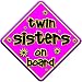 Non personalised FLORAL TWIN SISTERS novelty baby on board car window sign.