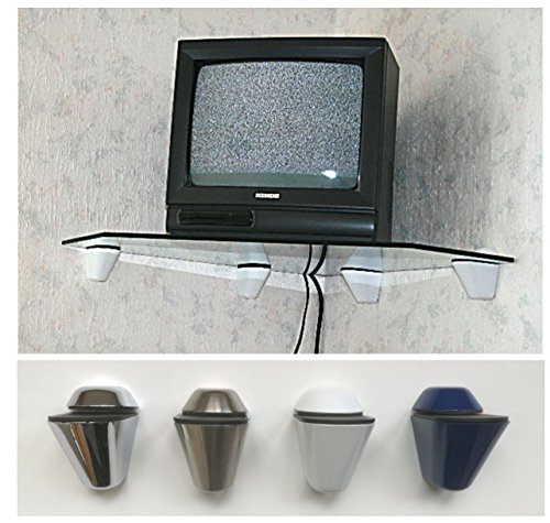 Set: Glasregal Ecke 55 cm Klarglas mit Clip XL blau / PENTAGON /Platz für Kabel