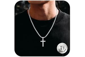 ESHIONER Cadena Collar Con Cruz Para Hombre Plata Acero Inoxidable Colgante 18-24 Pulgadas Cristianismo Jesús Cumpleaños Bautizo Pascua Confirmación Joyas Regalos Para Hombres