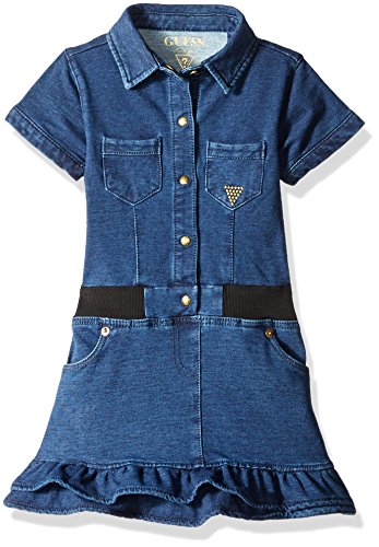 Guess Girls Short Sleeve Knit Denim Dress Casual Dress Blue