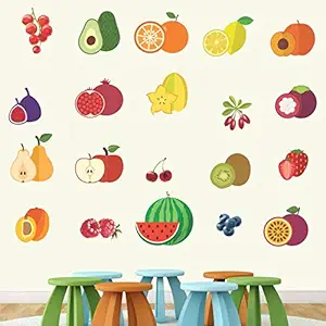 StickMe Colourful Fruits -Baby - Kids - Learning Education Nursery Pre School Kinder Garden Wall Sticker -SM628 (Multi Colour, Vinyl - 130cm X 100 cm )